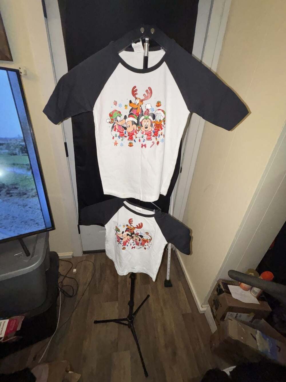 Creations of Grace Disney Mickey Minnie Donald Pluto Christmas Friends Raglan Ba